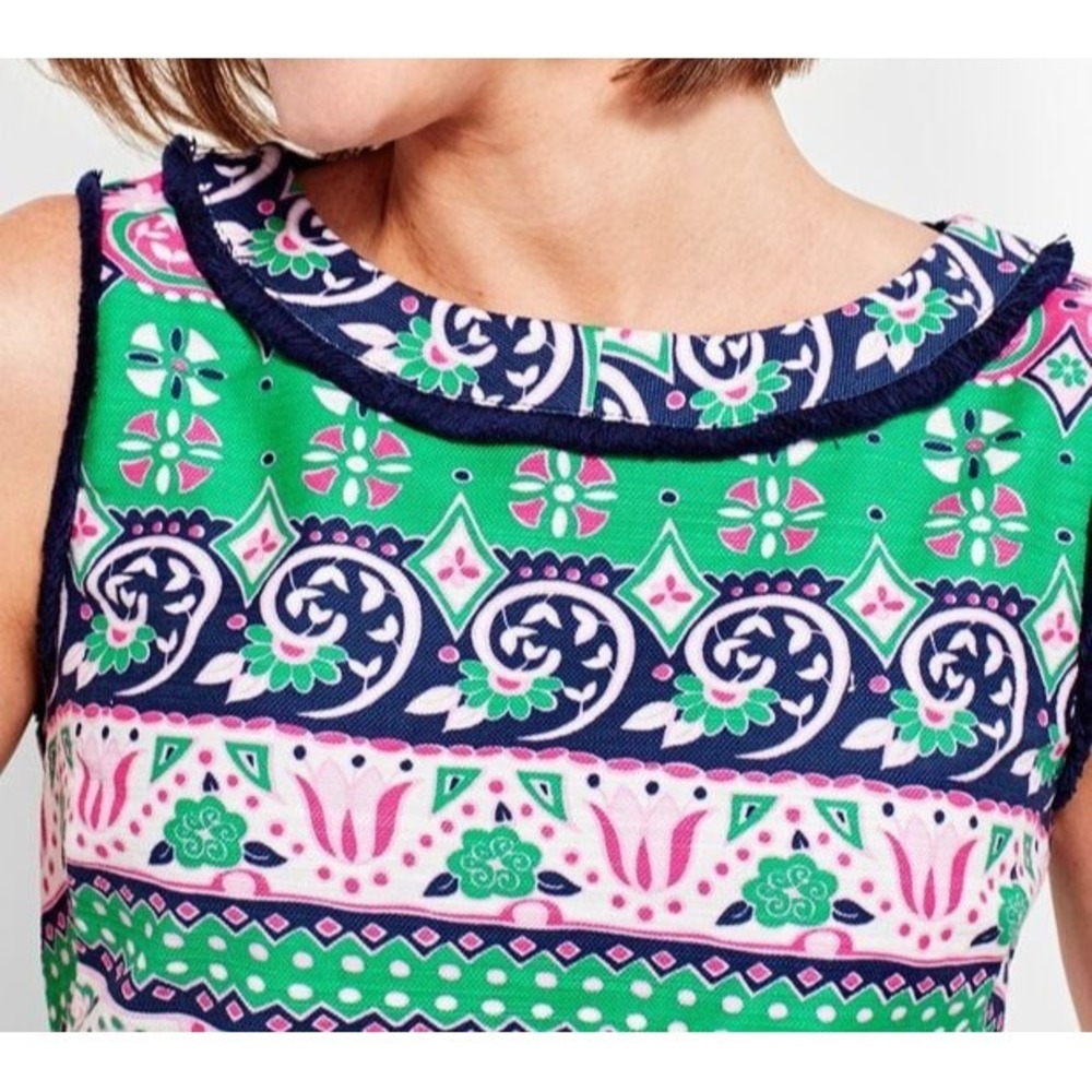 Talbots Fringed Sheath Dress Sleeveless Colorful Printed Plus Size 16P 16 Petite - Picture 7 of 16